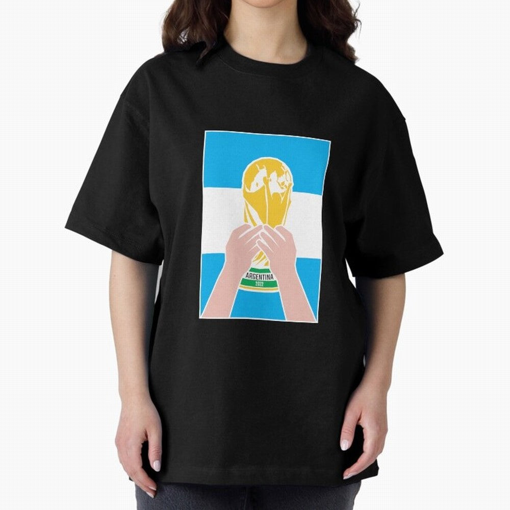 Champion Argentina 2022 Oversized T-Shirt Fuel the Hype around Match Day Hype around FIFA World Cup 2026, Mbappe, England and Germany, Classic Soccer Heritage, Championship Pressure, Fan Loyalty and International Pride; Ideal for Passionate Fans