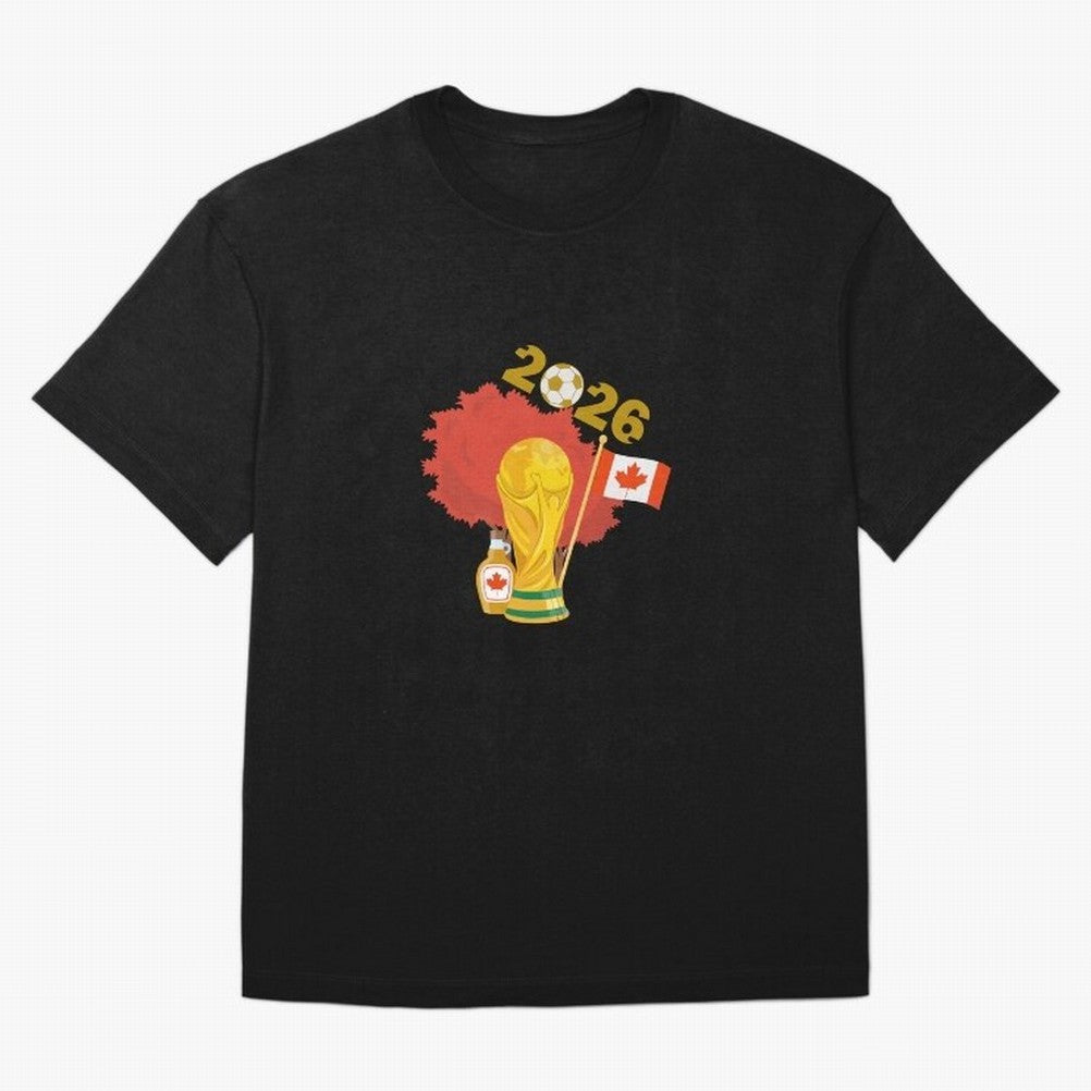 Canada 2026 Football Championship Golden Oversized T-Shirt Carry the Colors and Pride of FIFA World Cup 2026 Group Stage for Fans of Mbappe and Neymar and Netherlands, Bringing Soccer Culture, Superstar Moments, National Team Dreams and Competitive