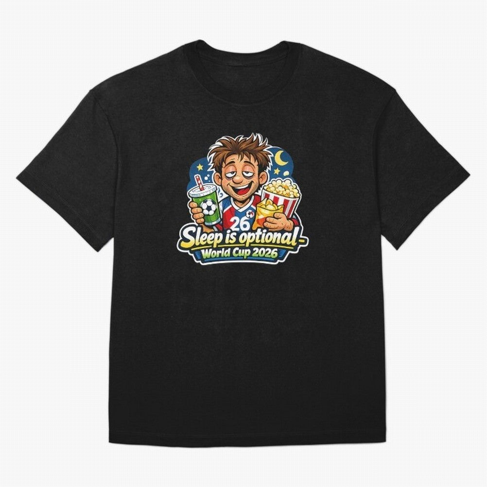 Sleep Is Optional World Cup 2026 Soccer Fan Night Oversized T-Shirt Show Your Love for FIFA World Cup 2026 Group Stage Spirit, Made for England, France and Netherlands, Cristiano Ronaldo, Classic Soccer Heritage, Championship Pressure, Fan Loyalty