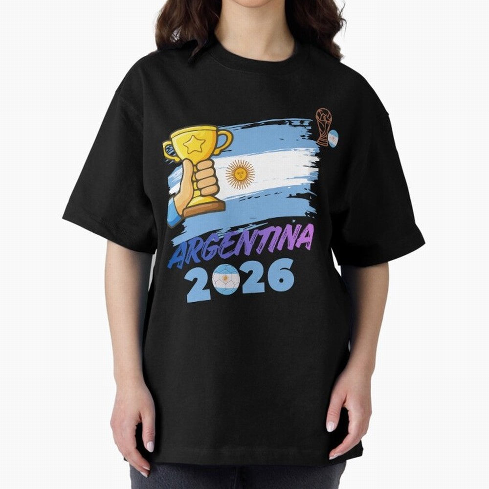 Argentina world cup design Oversized T-Shirt Capture the FIFA World Cup 2026 Journey through CR7 and Messi Highlights, Portugal Pride, Football Passion, Legendary Performances, Festival Vibes and Supporter Community; Perfect for People Who Love