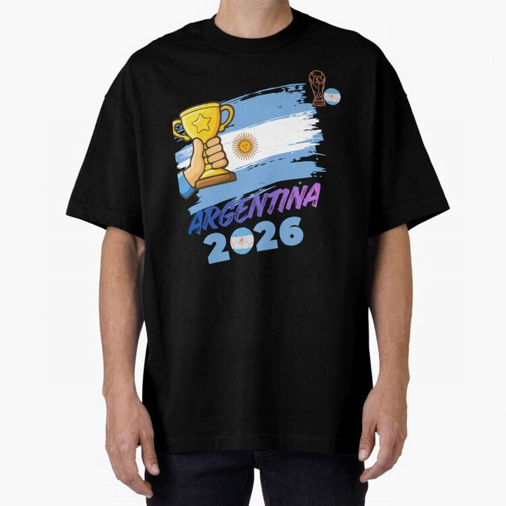 Argentina world cup design Oversized T-Shirt Capture the FIFA World Cup 2026 Journey through CR7 and Messi Highlights, Portugal Pride, Football Passion, Legendary Performances, Festival Vibes and Supporter Community; Perfect for People Who Love