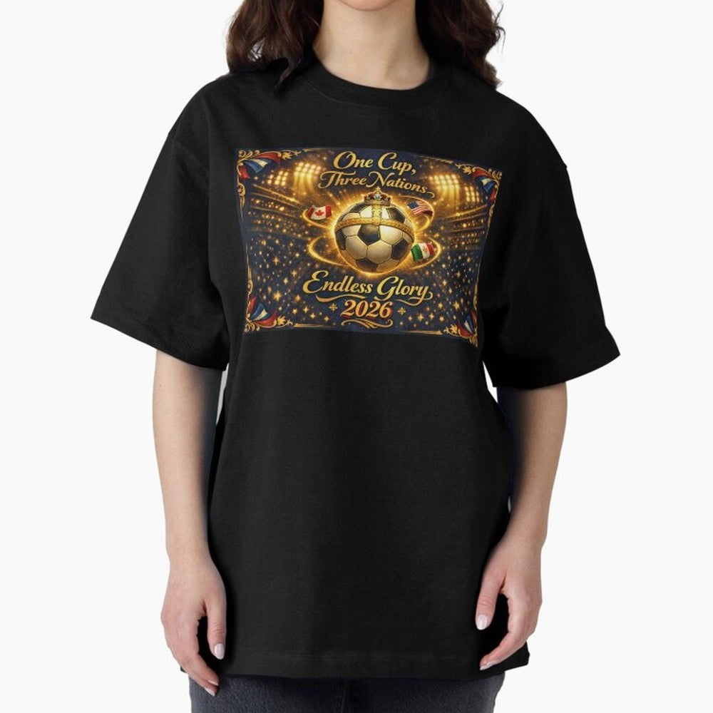 2026 World Cup Celebration inpired by renaissance art Oversized T-Shirt Carry the Dream of Global Football Passion for FIFA World Cup 2026, Built around Messi, CR7 and Mbappe, Brazil, Championship Spirit, Famous Goals, Roaring Crowds and