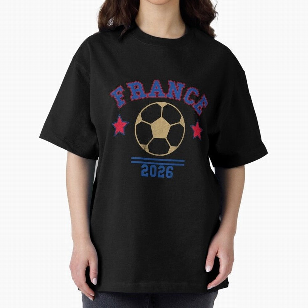 France 2026 ¡ª Vintage Soccer Tee Oversized T-Shirt Bring Bold Fan Energy to Global Football Passion for FIFA World Cup 2026 Group Stage, Highlighting Haaland and Mbappe, Spain and Netherlands, Football Passion, Legendary Performances, Festival