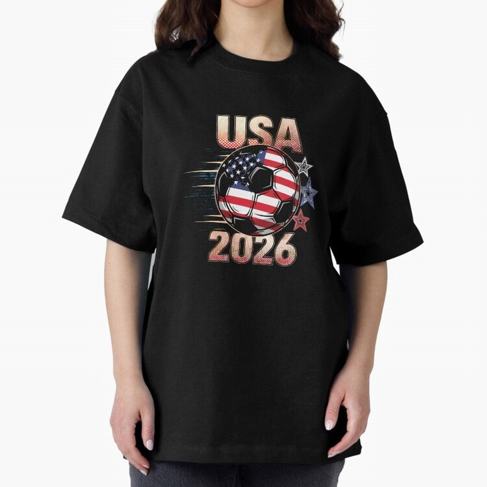 USA Soccer with Red White Blue Stars 2026 Cup T-Shirt_83834283 Oversized T-Shirt Follow the Final Road of FIFA World Cup 2026 USA Canada Mexico Built around Neymar, France Energy, Retro Football Energy, Iconic Rivalries, Trophy Chase Drama and