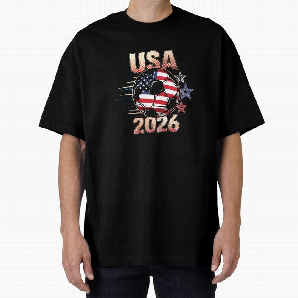 USA Soccer with Red White Blue Stars 2026 Cup T-Shirt_83834283 Oversized T-Shirt Follow the Final Road of FIFA World Cup 2026 USA Canada Mexico Built around Neymar, France Energy, Retro Football Energy, Iconic Rivalries, Trophy Chase Drama and