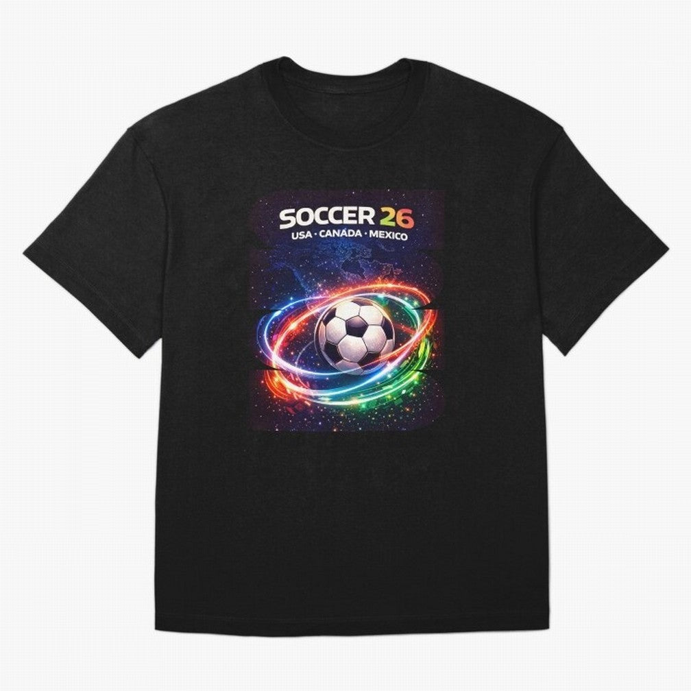 North America Soccer 2026 Shirt, Soccer 26 USA Canada Mexico Fan Tee, United 2026 Soccer Graphic - Bold Oversized T-Shirt Celebrate FIFA World Cup 2026 Group Stage Spirit, Celebrating Portugal, CR7 and Messi, Supporter Pride, Iconic Celebrations,