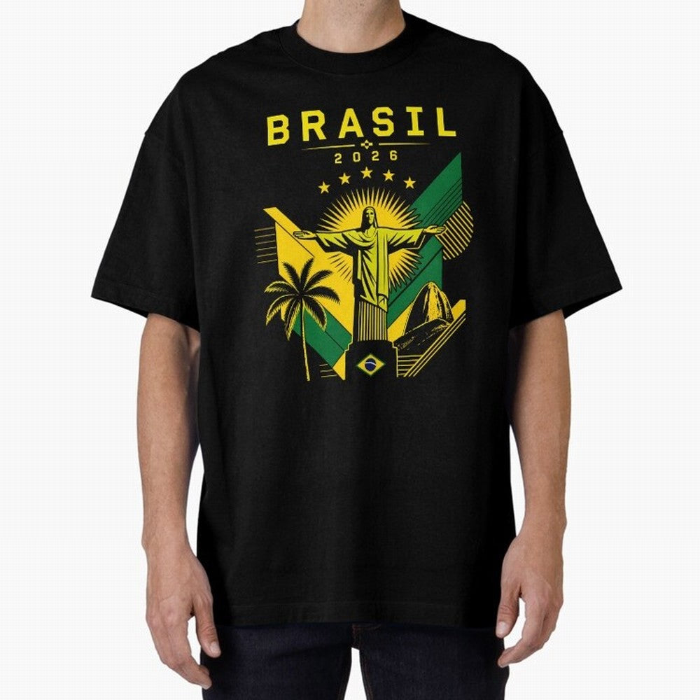 Brasil 2026 Christ the Redeemer Rio Oversized T-Shirt Capture Stadium Memories from Global Football Passion for FIFA World Cup 2026 Group Stage, Made for Messi and Cristiano Ronaldo, France, Match Day Excitement, Supporter Culture, Golden Goals and