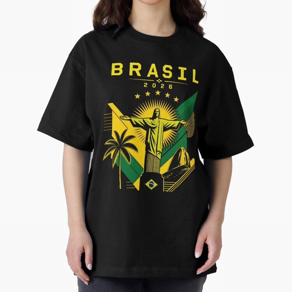 Brasil 2026 Christ the Redeemer Rio Oversized T-Shirt Capture Stadium Memories from Global Football Passion for FIFA World Cup 2026 Group Stage, Made for Messi and Cristiano Ronaldo, France, Match Day Excitement, Supporter Culture, Golden Goals and