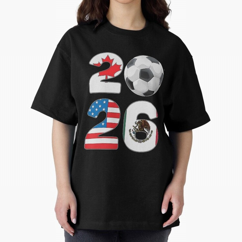 2026 North America Football Massive Event Soccer Ball Oversized T-Shirt Show Support during FIFA World Cup 2026 Centered on Cristiano Ronaldo, France Energy, Championship Spirit, Famous Goals, Roaring Crowds and International Football Unity; Ideal