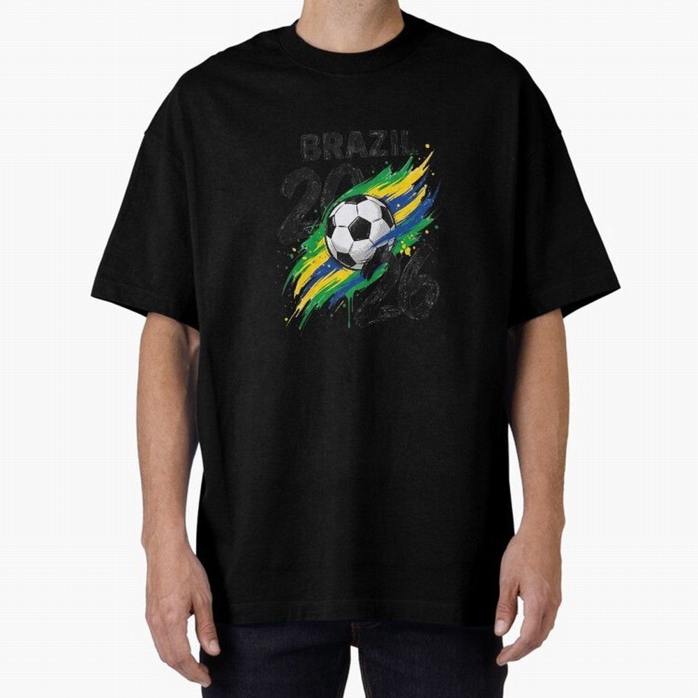Brazil Soccer 2026 Fan Shirt ¨C Brazil Football Supporter Oversized T-Shirt Turn Every Weekend Toward FIFA World Cup 2026 for Fans of Mbappe and Brazil, Bringing Sports Nostalgia, International Competition, Famous Players and Unforgettable