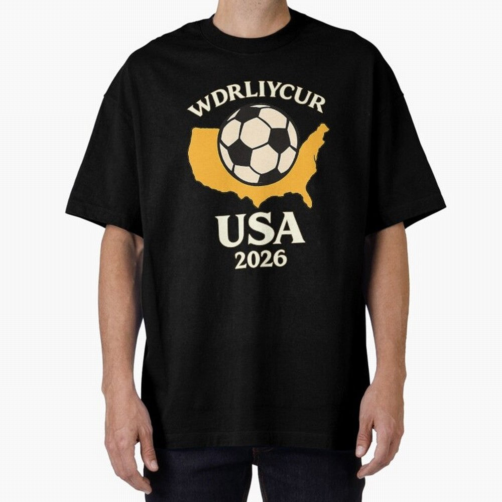 World Cup 2026 USA Soccer Fan T-Shirt Oversized T-Shirt Celebrate the Road through FIFA World Cup 2026 Group Stage Spirit, Centered on England and Germany, CR7 and Messi, Vintage Soccer Flavor, Modern Football Stars, National Flags and Final Night