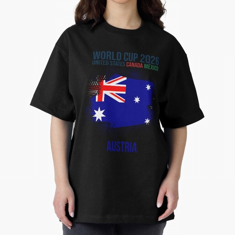 AUSTRIA WORLD CUP 2026 Oversized T-Shirt Support Your Favorite Stars during FIFA World Cup 2026 with Cristiano Ronaldo, Haaland and CR7, Argentina Energy, Champion Mindset, Group Stage Buzz, Knockout Tension and Passionate Fan Culture; Ideal for