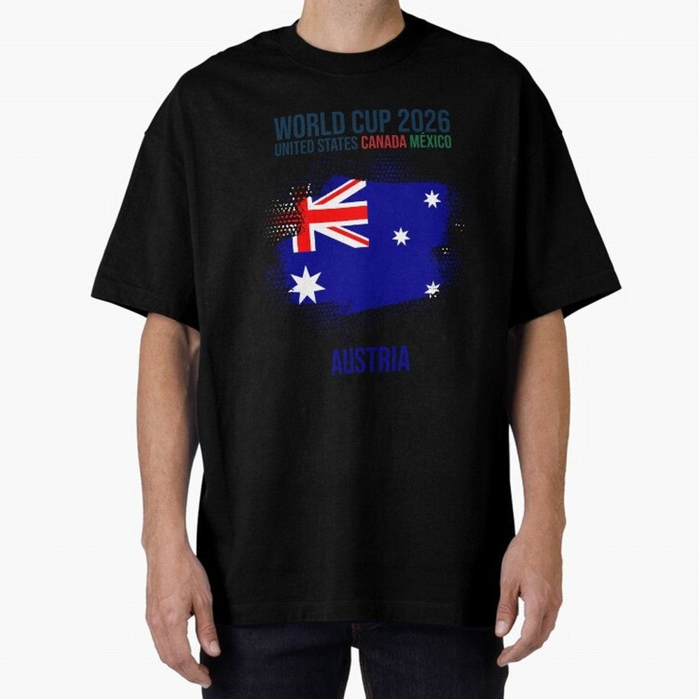 AUSTRIA WORLD CUP 2026 Oversized T-Shirt Support Your Favorite Stars during FIFA World Cup 2026 with Cristiano Ronaldo, Haaland and CR7, Argentina Energy, Champion Mindset, Group Stage Buzz, Knockout Tension and Passionate Fan Culture; Ideal for