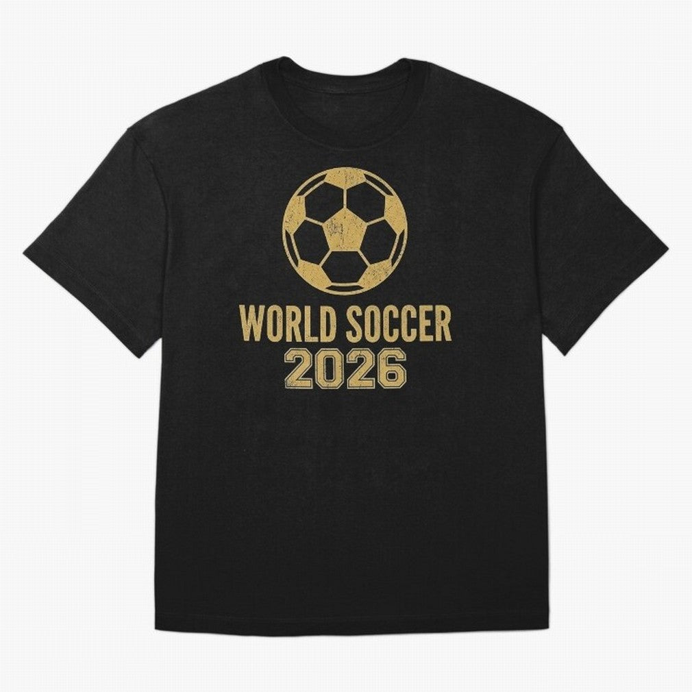 Retro World Soccer 2026 Design Oversized T-Shirt Support FIFA World Cup 2026 USA Canada Mexico for Fans of Cristiano Ronaldo and Argentina, France and Brazil, Bringing Global Supporter Spirit, Legendary Goals, National Colors and Tournament