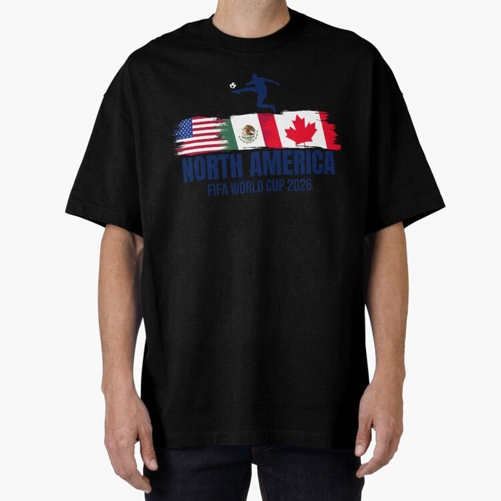 2026 North America Soccer World Tour - USA Mexico Canada Oversized T-Shirt Celebrate the Biggest Stage of the FIFA World Cup 2026 Journey through Mbappe Highlights, Brazil, Portugal and Argentina Pride, Stadium Chants, National Pride, Trophy Dreams