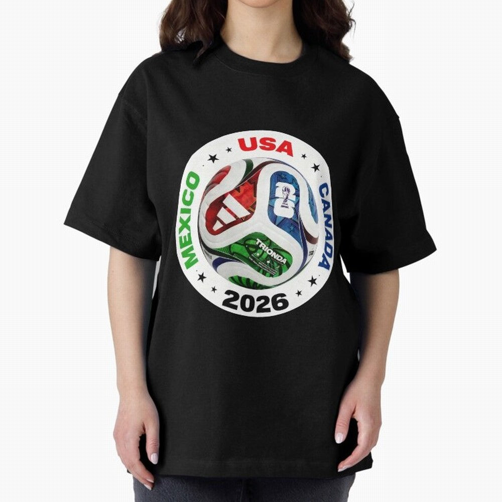 Trionda 26 Soccer Ball - North America 2026 Football Art Oversized T-Shirt Celebrate National Team Dreams in FIFA World Cup 2026 Group Stage for Fans of Messi and Germany, Bringing Soccer Culture, Superstar Moments, National Team Dreams and