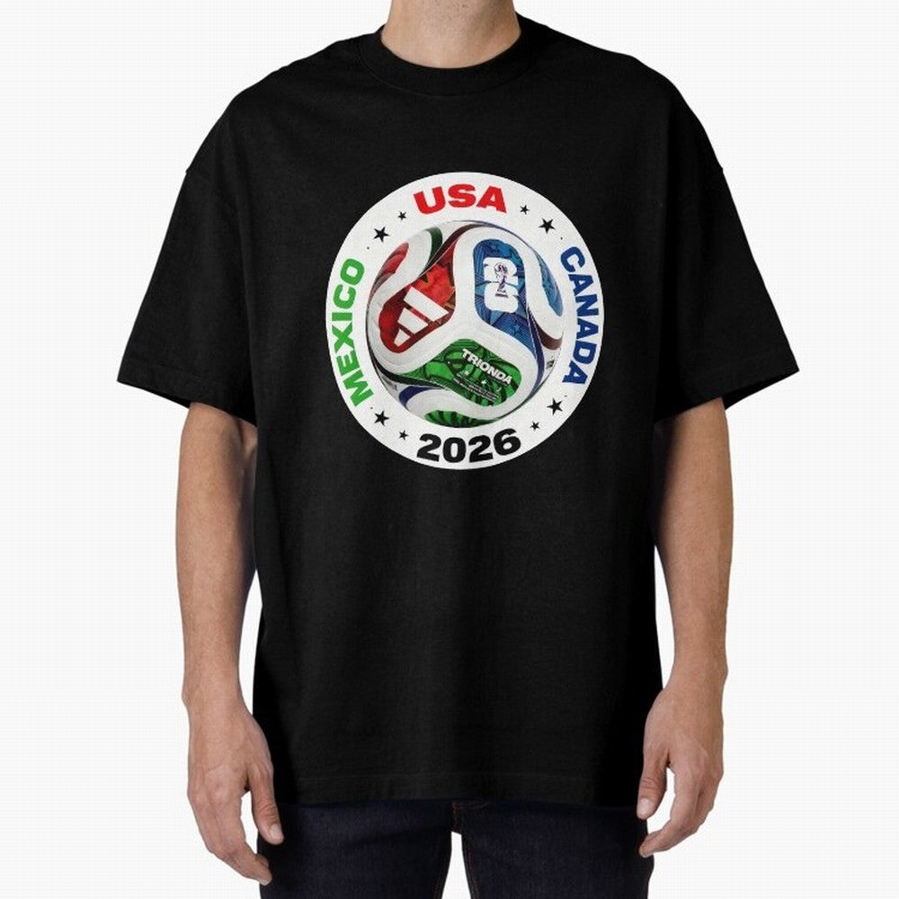 Trionda 26 Soccer Ball - North America 2026 Football Art Oversized T-Shirt Celebrate National Team Dreams in FIFA World Cup 2026 Group Stage for Fans of Messi and Germany, Bringing Soccer Culture, Superstar Moments, National Team Dreams and