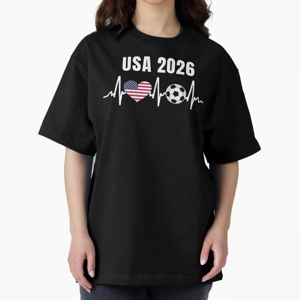 Soccer USA 2026 American Flag America World Cup Fan Gift Oversized T-Shirt Relive Global Football Passion for FIFA World Cup 2026 Group Stage, Made for Neymar, Brazil, Champion Mindset, Group Stage Buzz, Knockout Tension and Passionate Fan Culture;