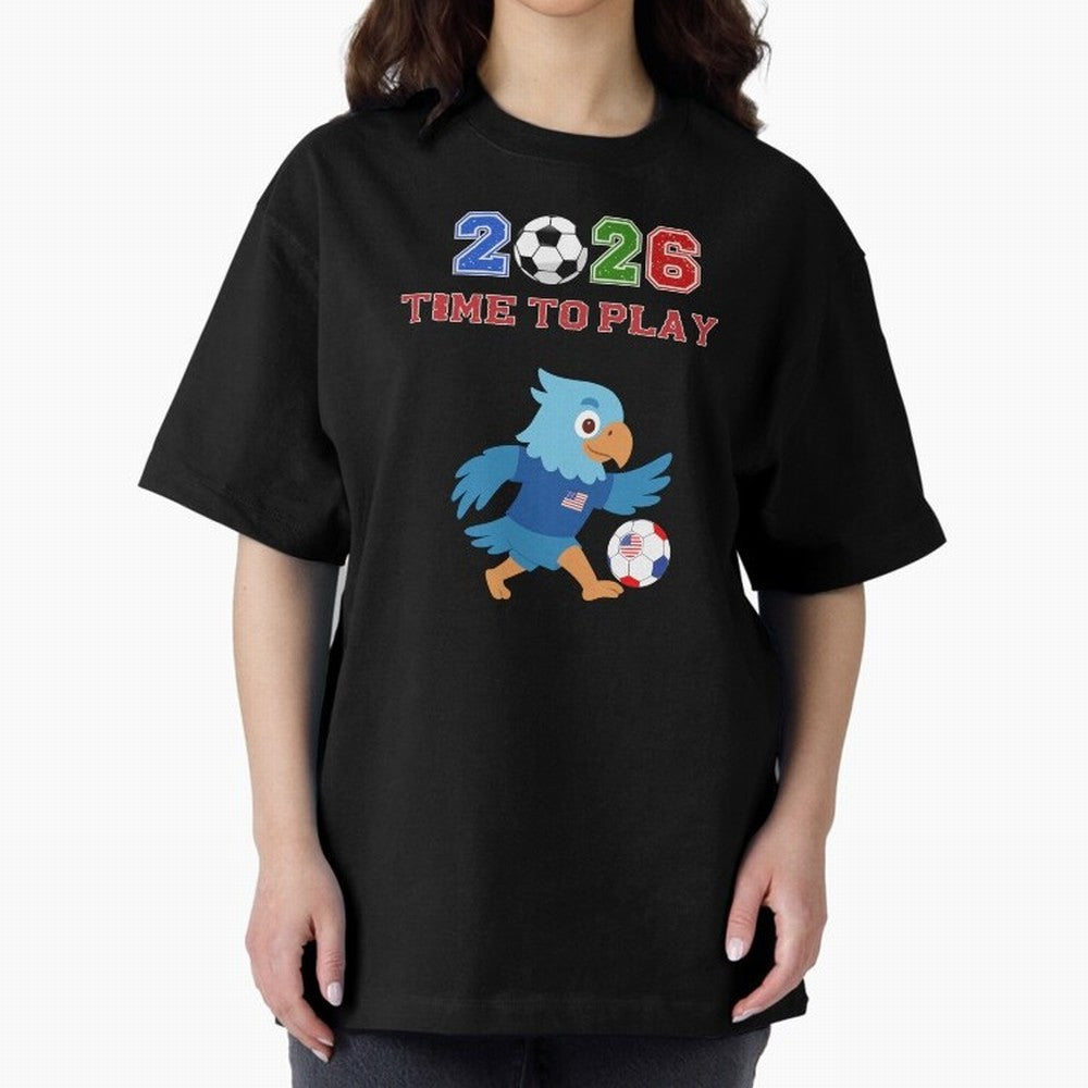 USA Soccer Eagle Mascot 2026 Time To Play Football Oversized T-Shirt Live for the Drama of Global Football Passion for FIFA World Cup 2026, Highlighting Neymar, Argentina and Brazil, Championship Spirit, Famous Goals, Roaring Crowds and