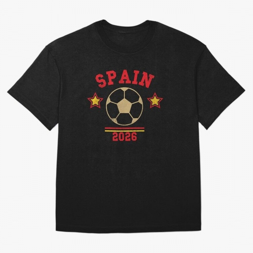 Spain 2026 ¡ª Vintage Soccer Tee Oversized T-Shirt Support FIFA World Cup 2026 Group Stage Spirit, Built around Argentina and Brazil, Cristiano Ronaldo, Football Passion, Legendary Performances, Festival Vibes and Supporter Community; Perfect for