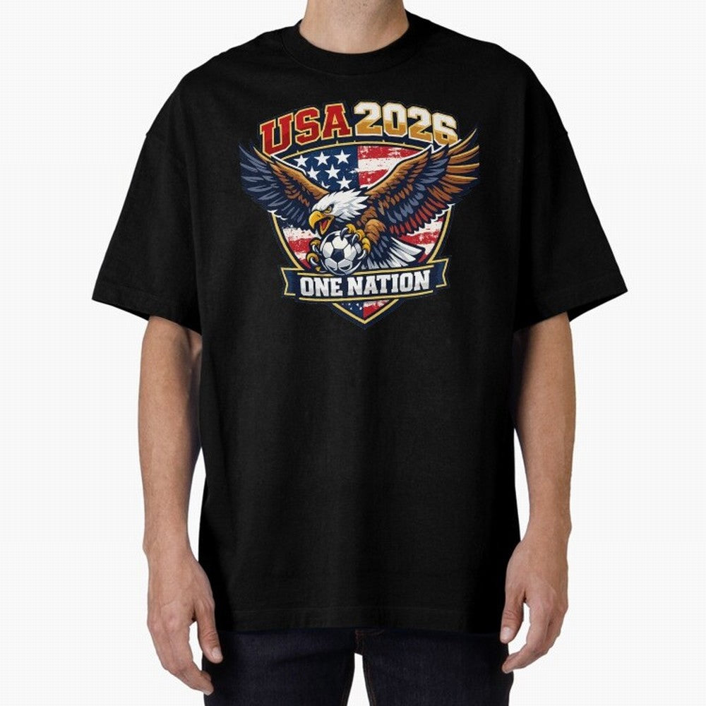 USA Canada Mexico Soccer Cup Oversized T-Shirt Represent the Passion of FIFA World Cup 2026 Group Stage for Fans of Cristiano Ronaldo, Haaland and CR7 and Argentina, Bringing Stadium Chants, National Pride, Trophy Dreams and Unforgettable Football
