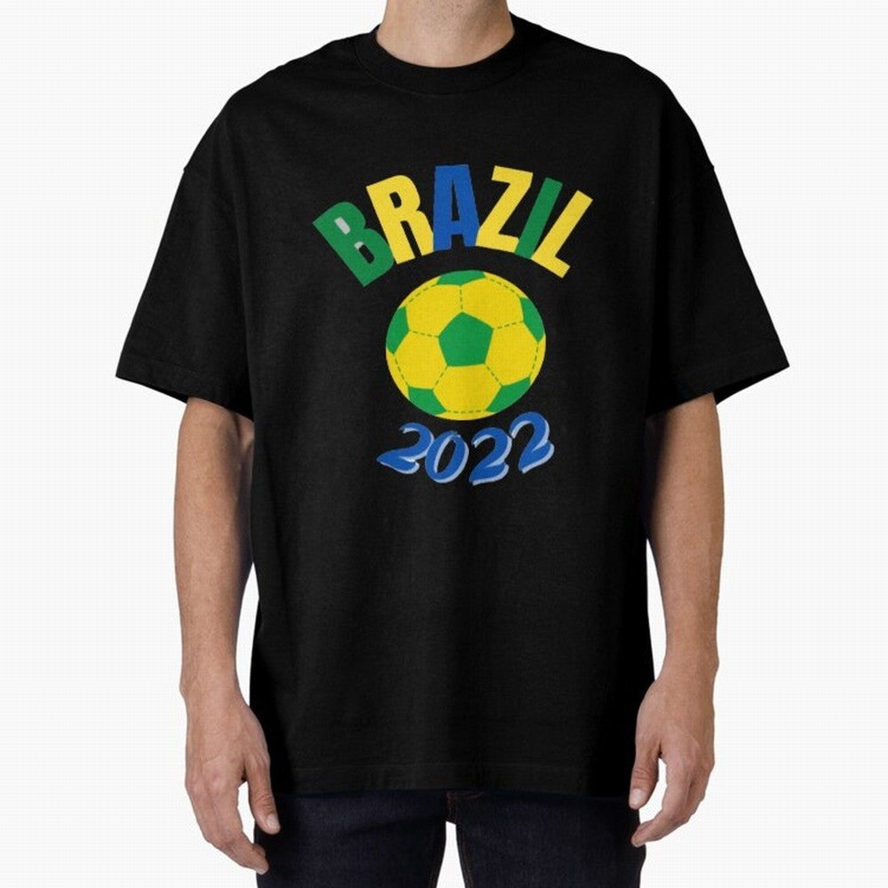 Brazil FIFA world cup 2022 T shirt Oversized T-Shirt Celebrate National Team Dreams in the FIFA World Cup 2026 Group Stage Journey through Messi, CR7 and Mbappe Highlights, Portugal, Spain and Germany Pride, Football History, Final Match Energy,