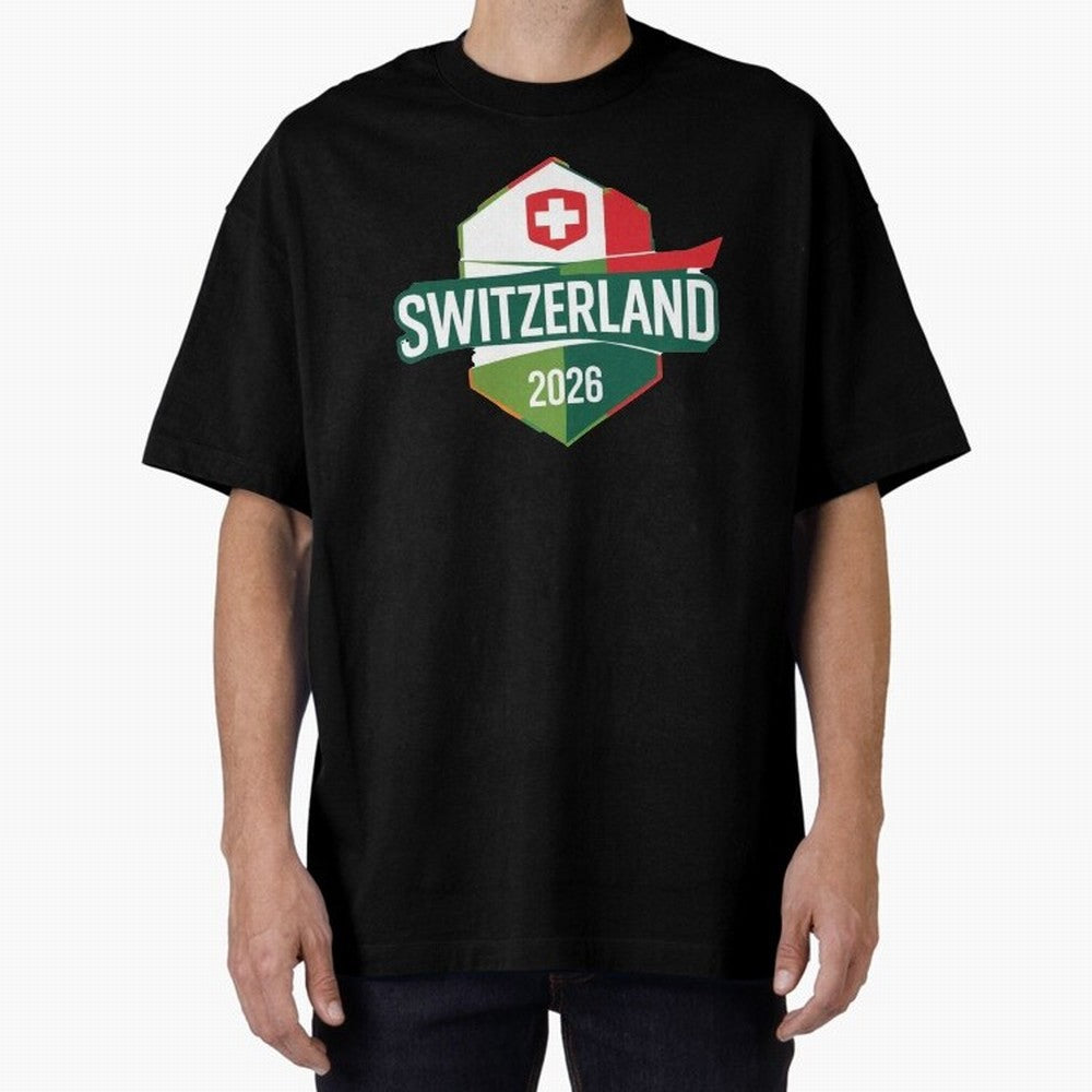 Switzerland WC2026 Oversized T-Shirt Represent Fans Who Live for FIFA World Cup 2026 for Fans of Cristiano Ronaldo, Haaland and CR7 and Argentina, France and Brazil, Bringing Worldwide Fan Energy, Dramatic Goals, Stadium Lights and Championship