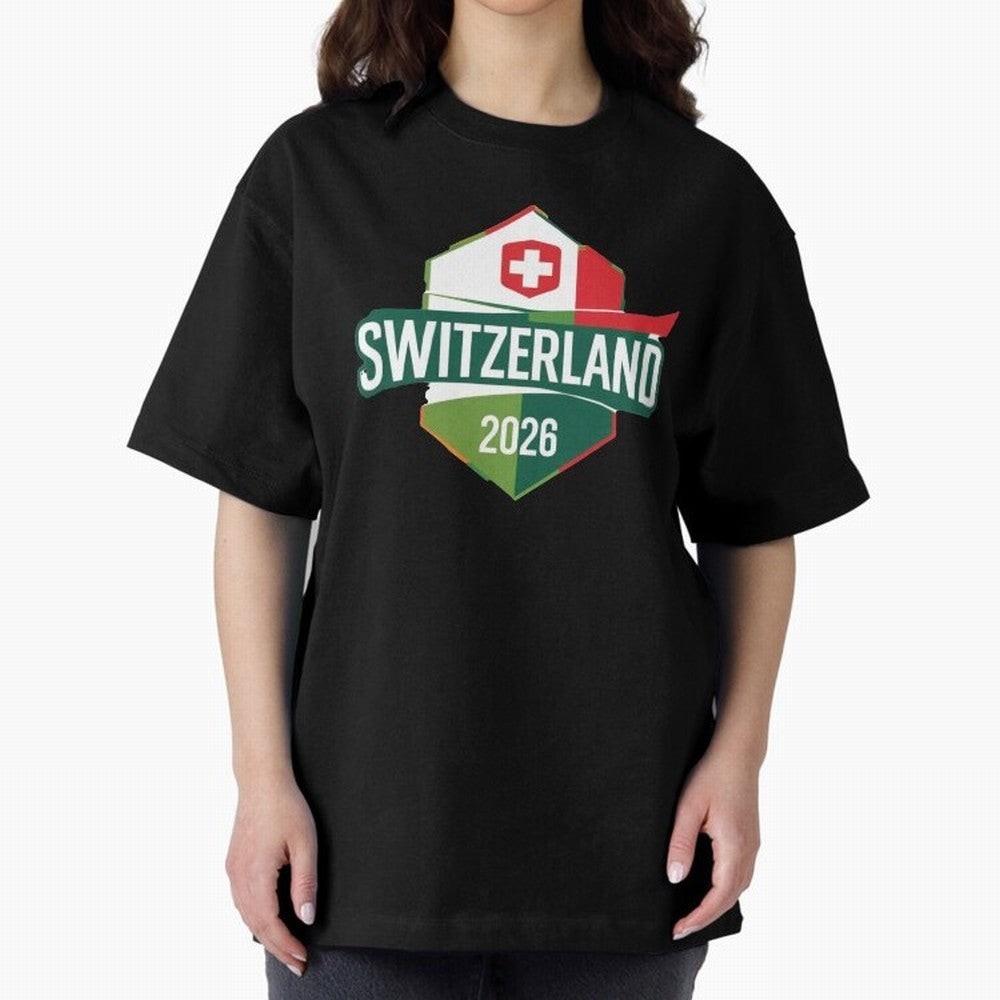 Switzerland WC2026 Oversized T-Shirt Represent Fans Who Live for FIFA World Cup 2026 for Fans of Cristiano Ronaldo, Haaland and CR7 and Argentina, France and Brazil, Bringing Worldwide Fan Energy, Dramatic Goals, Stadium Lights and Championship