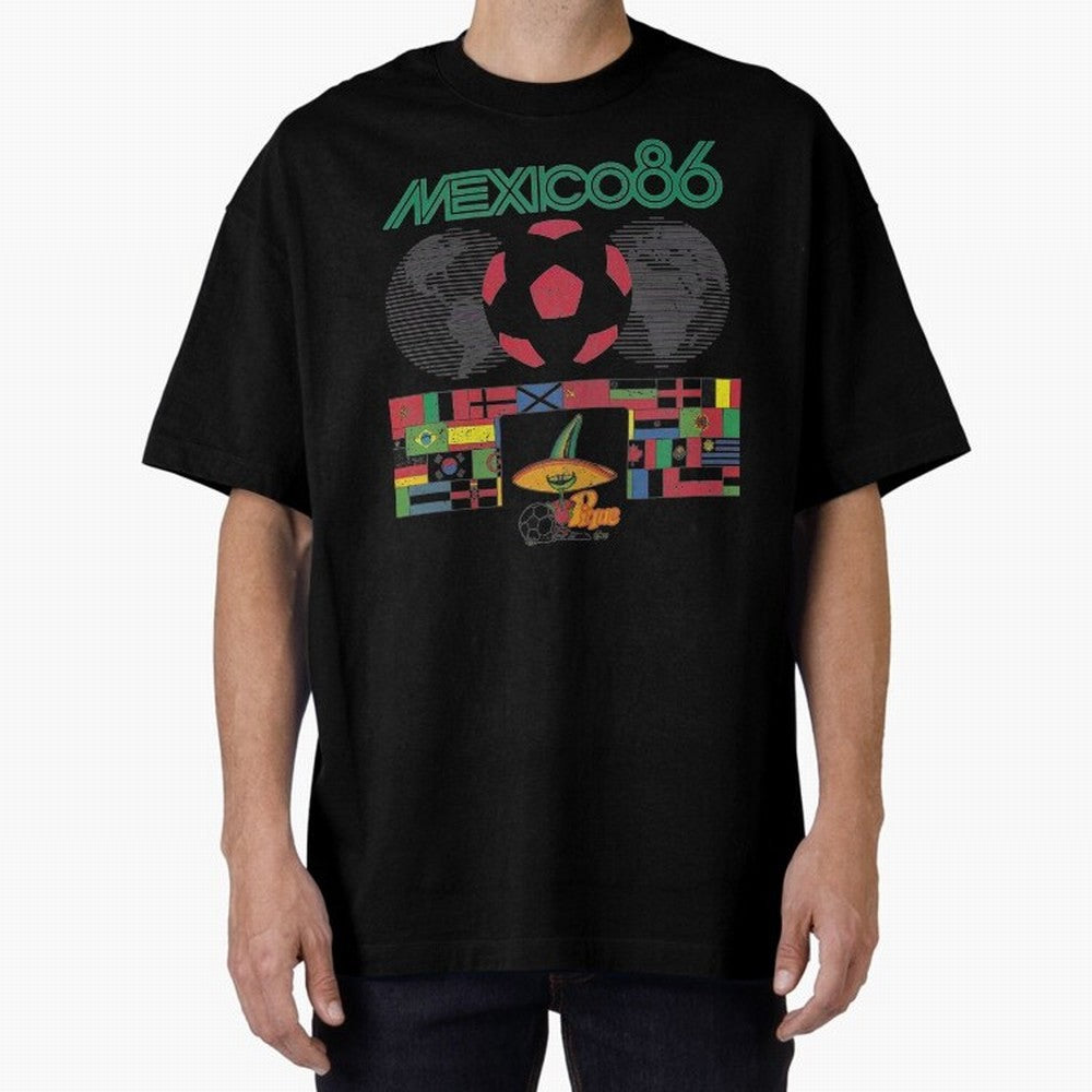MEXICO-86-WORLD-CUP-T-SHIRT Oversized T-Shirt Discover Match Day Hype around FIFA World Cup 2026, Cristiano Ronaldo, Haaland and CR7, England, France and Netherlands, Football Festival Excitement, Trophy Ambitions, Country Rivalries and Star Player
