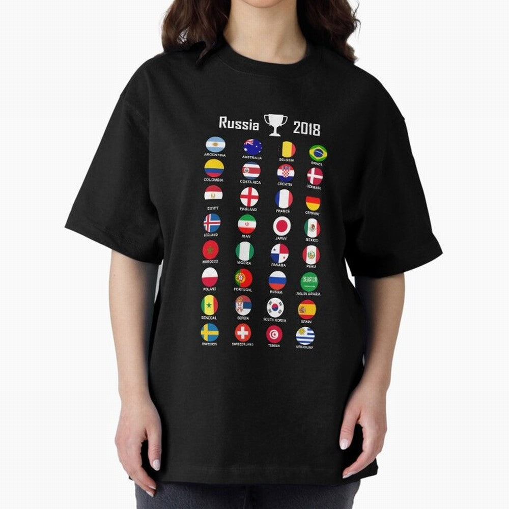 Russia 2018 Football Soccer Championship Oversized T-Shirt Enjoy the Biggest Football Party of FIFA World Cup 2026 Group Stage for Fans of Cristiano Ronaldo and Portugal, Spain and Germany, Bringing Worldwide Fan Energy, Dramatic Goals, Stadium