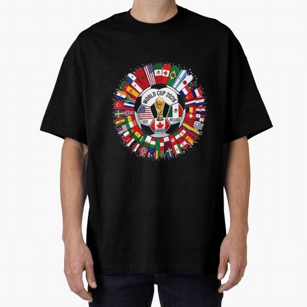 USA Canada Mexico 2026 Football Celebration Fan Art Oversized T-Shirt Feel the Roar of FIFA World Cup 2026 Spirit, Celebrating Spain and Netherlands, Mbappe, Football Passion, Legendary Performances, Festival Vibes and Supporter Community; Made for