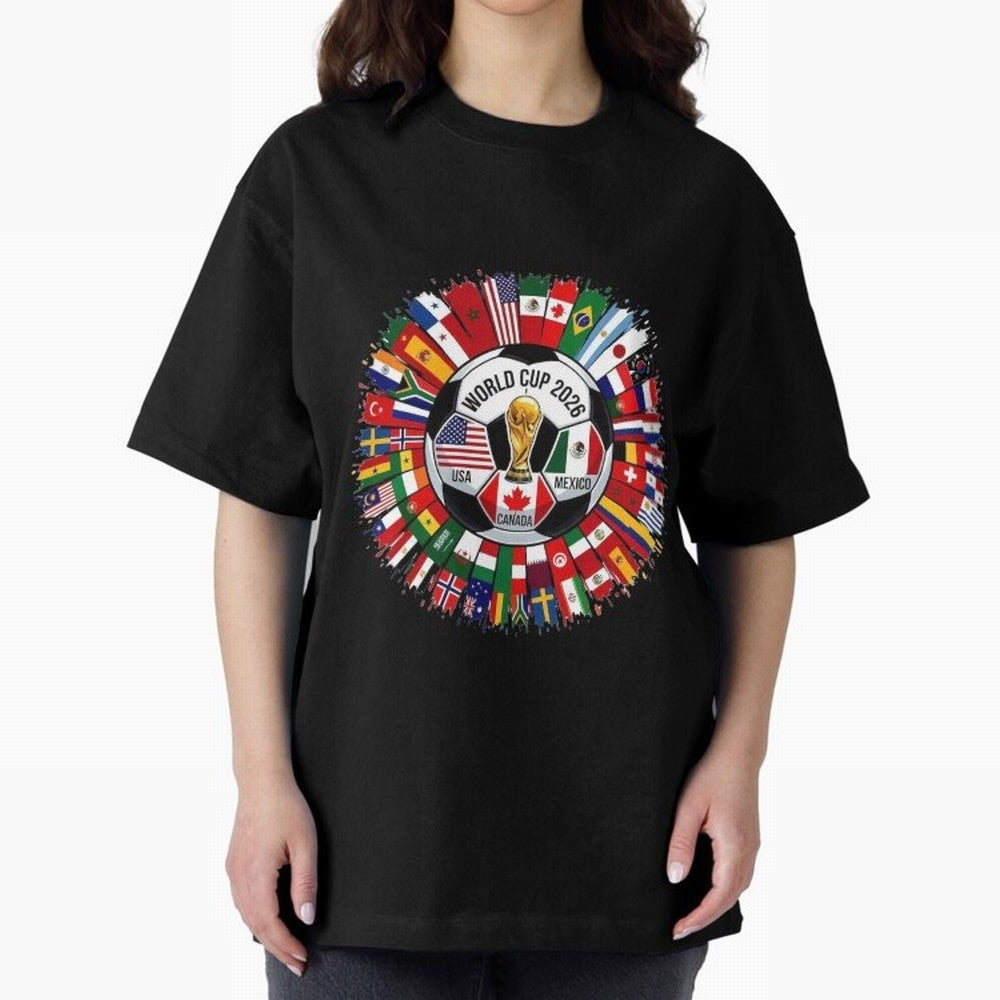 USA Canada Mexico 2026 Football Celebration Fan Art Oversized T-Shirt Feel the Roar of FIFA World Cup 2026 Spirit, Celebrating Spain and Netherlands, Mbappe, Football Passion, Legendary Performances, Festival Vibes and Supporter Community; Made for