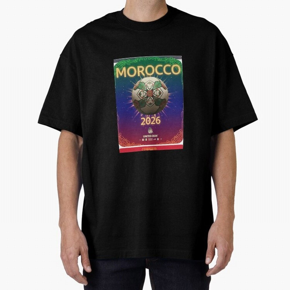 Morocco 2026 World Cup - Traditional Zellige Football Oversized T-Shirt Celebrate Rivalries and Pride in FIFA World Cup 2026 Group Stage for Fans of Haaland and Mbappe and Spain and Netherlands, Bringing Goal Celebration Energy, Supporter Heritage,