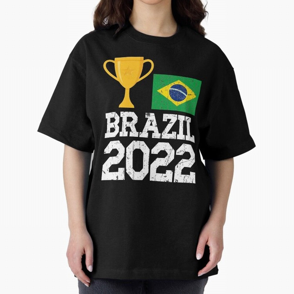Brazil Soccer Team Fan Football Brazilian Flag 2022 T-Shirt - Brazil T shirt Soccer - Brazil Flag Vintage - Brazilian Oversized T-Shirt Represent Fans Who Live for FIFA World Cup 2026 USA Canada Mexico Inspired by Neymar, Haaland and Cristiano