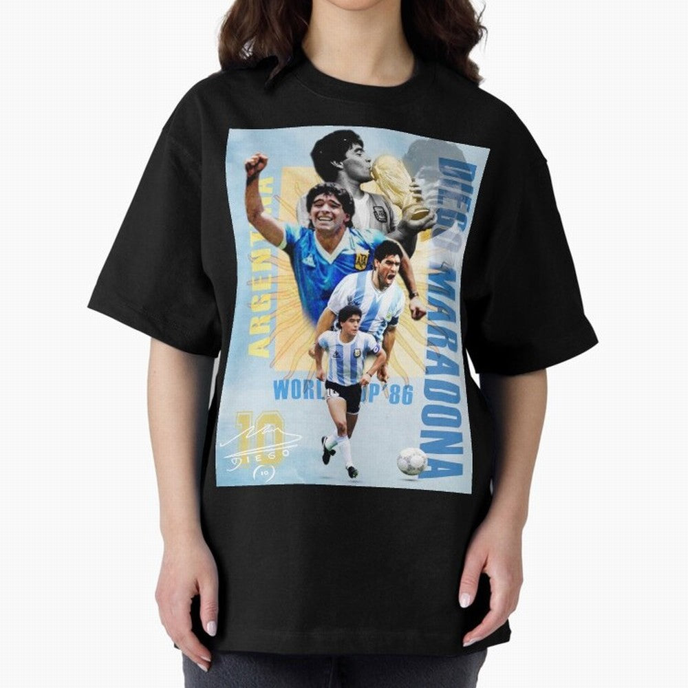 Diego Maradona Argentina Poster - Iconic World Cup Legend Art Print Oversized T-Shirt Get Ready for Global Football Passion for FIFA World Cup 2026 Group Stage, Highlighting Messi and Cristiano Ronaldo, Argentina, France and Brazil, Stadium Chants,