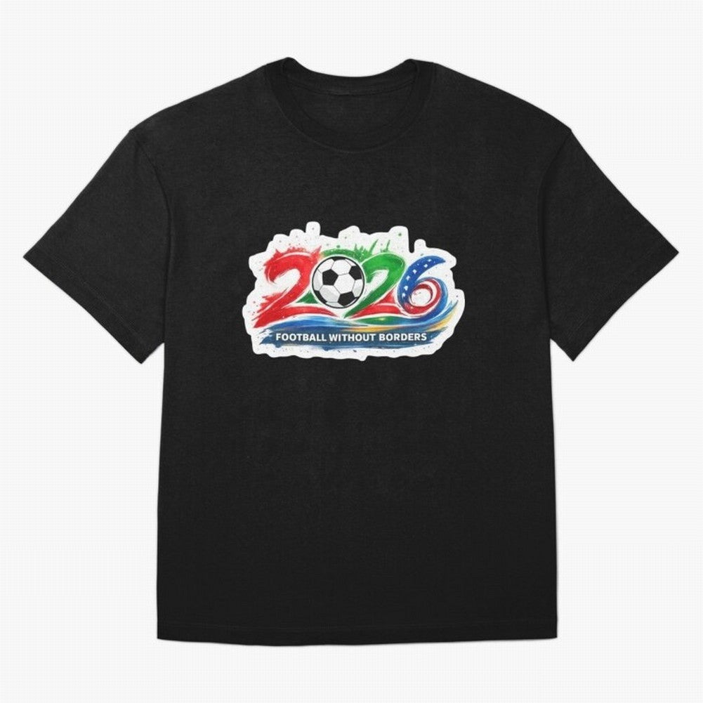 Football Without Borders 2026 Artistic Logo Oversized T-Shirt Bring Supporter Culture to Match Day Hype around FIFA World Cup 2026 USA Canada Mexico, CR7 and Messi, France and Portugal, Stadium Chants, National Pride, Trophy Dreams and
