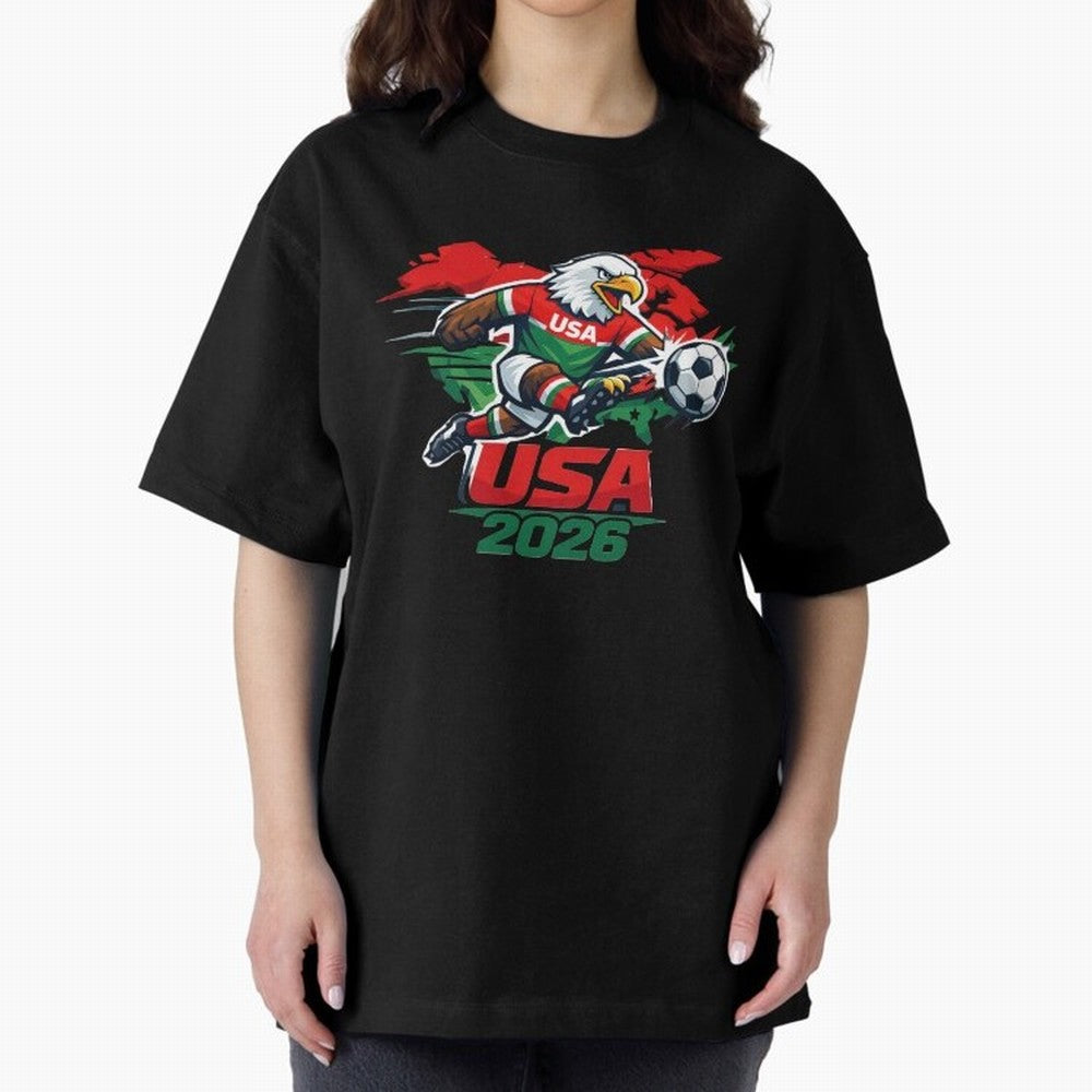 USA Canada Mexico Soccer Cup Oversized T-Shirt Celebrate National Team Dreams in Global Football Passion for FIFA World Cup 2026, Connected to Messi, Neymar and Mbappe, Portugal, Spain and Germany, Football Passion, Legendary Performances, Festival