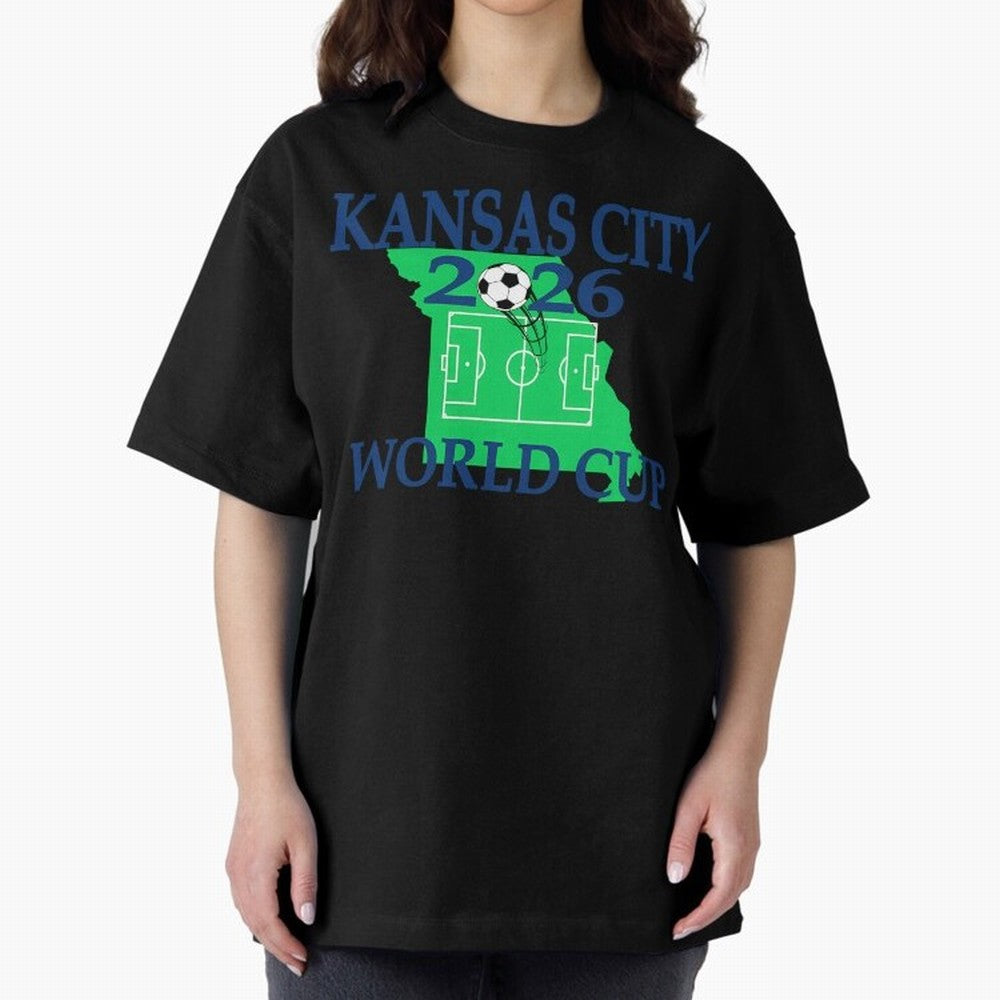 Kansas City 2026 world cup Oversized T-Shirt Turn Football Passion into Global Football Passion for FIFA World Cup 2026 USA Canada Mexico, Highlighting Messi, CR7 and Mbappe, Brazil, Portugal and Argentina, Vintage Soccer Flavor, Modern Football