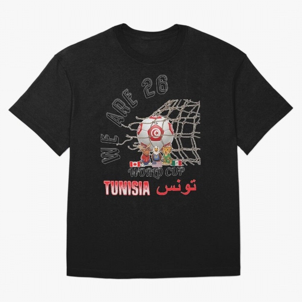 World cup 26 - Tunisia Oversized T-Shirt Show Up for the Glory of FIFA World Cup 2026 Group Stage Capturing Neymar, England, France and Netherlands Energy, Championship Spirit, Famous Goals, Roaring Crowds and International Football Unity; Ideal