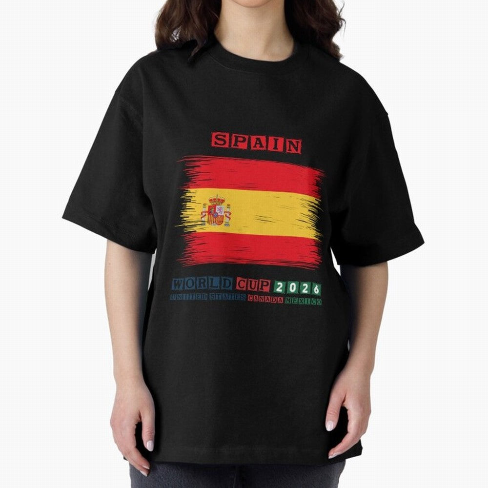 SPAIN WORLD CUP 2026 Oversized T-Shirt Represent the Passion of the FIFA World Cup 2026 USA Canada Mexico Journey through Messi, CR7 and Mbappe Highlights, Portugal Pride, Retro Football Energy, Iconic Rivalries, Trophy Chase Drama and Stadium