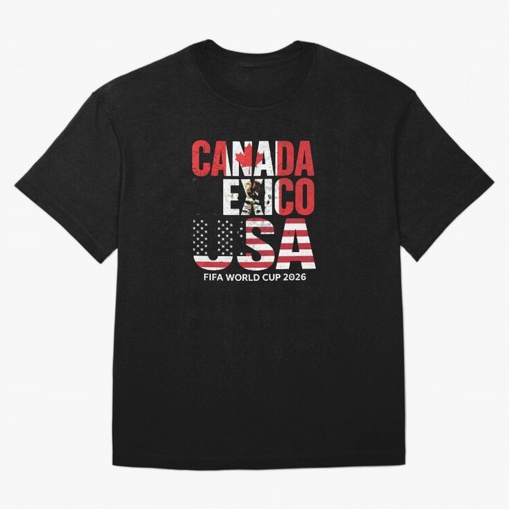 United 2026 World Cup - Canada, Mexico, USA Flags T-Shirt_83138002 Oversized T-Shirt Build Global Football Passion for FIFA World Cup 2026 Group Stage, Made for Messi, France, Football Festival Excitement, Trophy Ambitions, Country Rivalries and