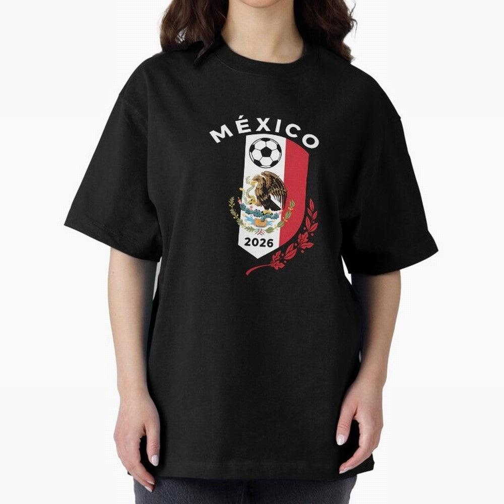 Mexico Emblem World Cup Soccer 2026 Football Crew T-Shirt_83050167 Oversized T-Shirt Follow the Final Road of Global Football Passion for FIFA World Cup 2026 Group Stage, Built around Haaland, Brazil, Vintage Soccer Flavor, Modern Football Stars,