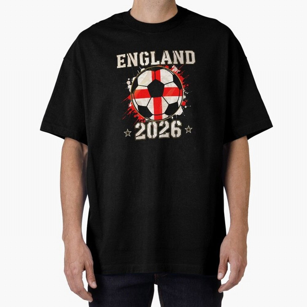 Front Print England Soccer World Cup 2026 - English Fan Gift T-Shirt_84562392 Oversized T-Shirt Celebrate Soccer Greatness during Global Football Passion for FIFA World Cup 2026 Group Stage, Centered on CR7, Argentina, Fan Favorite Moments,