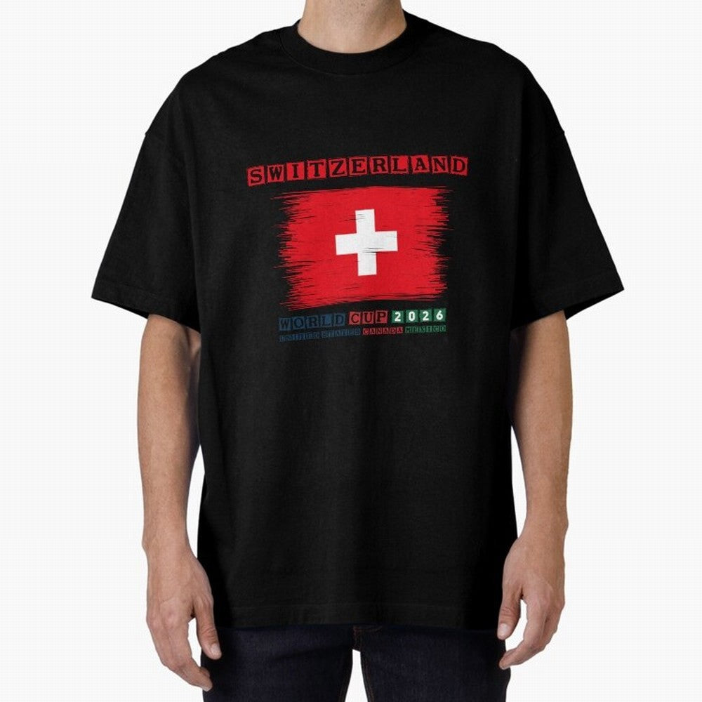 SWETZERLAND WORLD CUP 2026 Oversized T-Shirt Show Your Stadium Side during Match Day Hype around FIFA World Cup 2026, Messi and Cristiano Ronaldo, Argentina, Football History, Final Match Energy, Crowd Noise and Once in a Lifetime Moments; Great