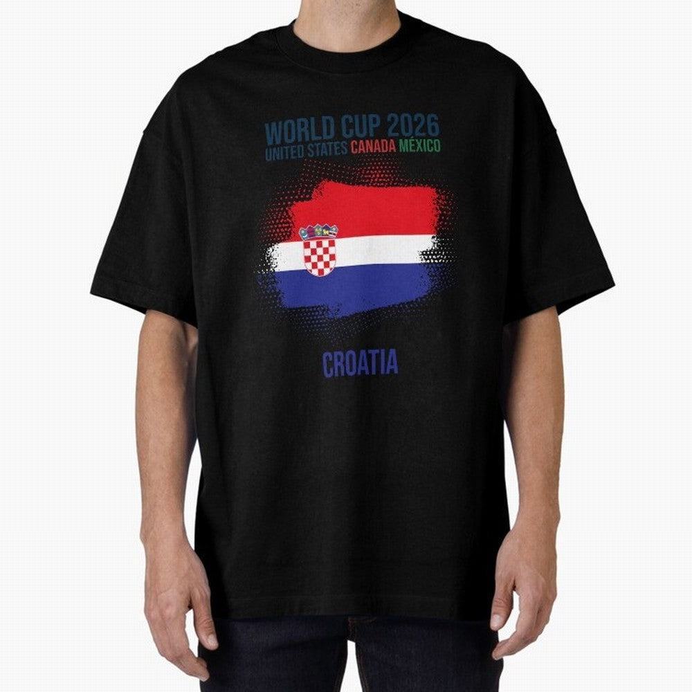 CROATIA WORLD CUP 2026 Oversized T-Shirt Share FIFA World Cup 2026 USA Canada Mexico Filled with Haaland and Mbappe, Argentina and Brazil Energy, Football Festival Excitement, Trophy Ambitions, Country Rivalries and Star Player Buzz; Great for