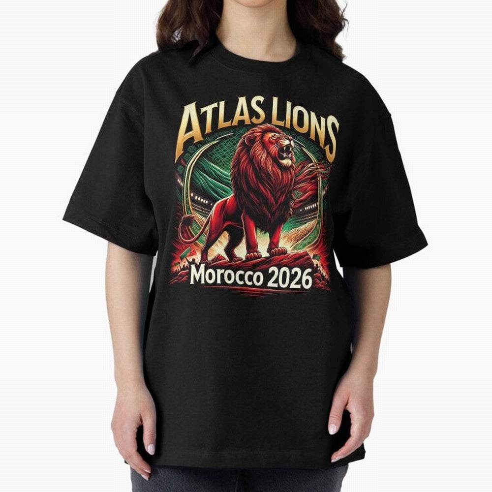 Morocco Football - World Cup 2026 Oversized T-Shirt Celebrate Football Dreams Across Global Football Passion for FIFA World Cup 2026, Connected to Cristiano Ronaldo, Haaland and CR7, France and Portugal, Stadium Memories, Football Loyalty,