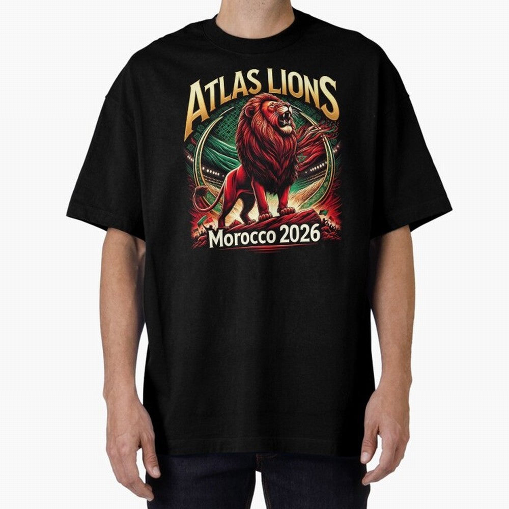Morocco Football - World Cup 2026 Oversized T-Shirt Celebrate Football Dreams Across Global Football Passion for FIFA World Cup 2026, Connected to Cristiano Ronaldo, Haaland and CR7, France and Portugal, Stadium Memories, Football Loyalty,