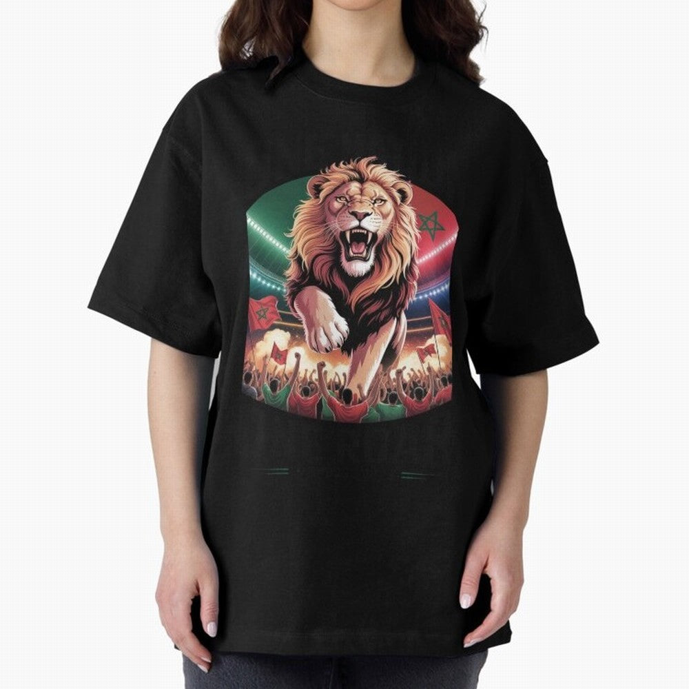 Morocco Football - One Nation, One Roar Oversized T-Shirt Represent Football Lovers during the FIFA World Cup 2026 Group Stage Journey through Messi Highlights, Argentina and Brazil Pride, Global Supporter Spirit, Legendary Goals, National Colors