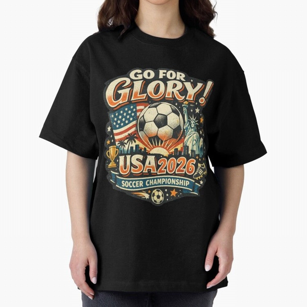 Soccer USA Oversized T-Shirt Show Fan Pride Across the FIFA World Cup 2026 Journey through Cristiano Ronaldo, Haaland and CR7 Highlights, Portugal, Spain and Germany Pride, Tournament Hype, Historic Matchups, Family Viewing Parties and Global