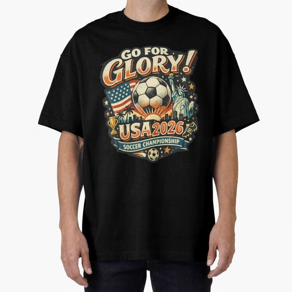 Soccer USA Oversized T-Shirt Show Fan Pride Across the FIFA World Cup 2026 Journey through Cristiano Ronaldo, Haaland and CR7 Highlights, Portugal, Spain and Germany Pride, Tournament Hype, Historic Matchups, Family Viewing Parties and Global